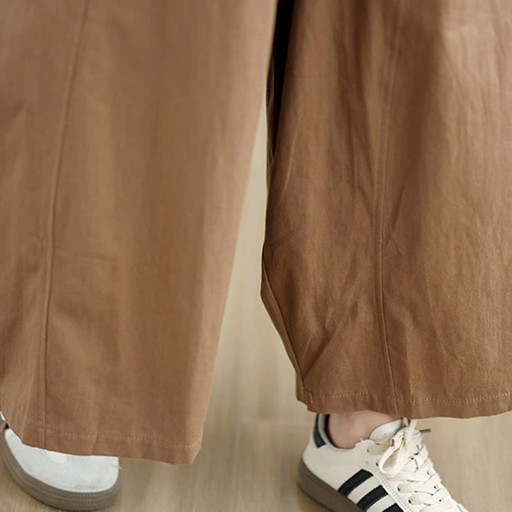 Buddha Stones Casual Plain Cotton Women's 7-8 Length Wide Leg Pants With Pockets - image 16