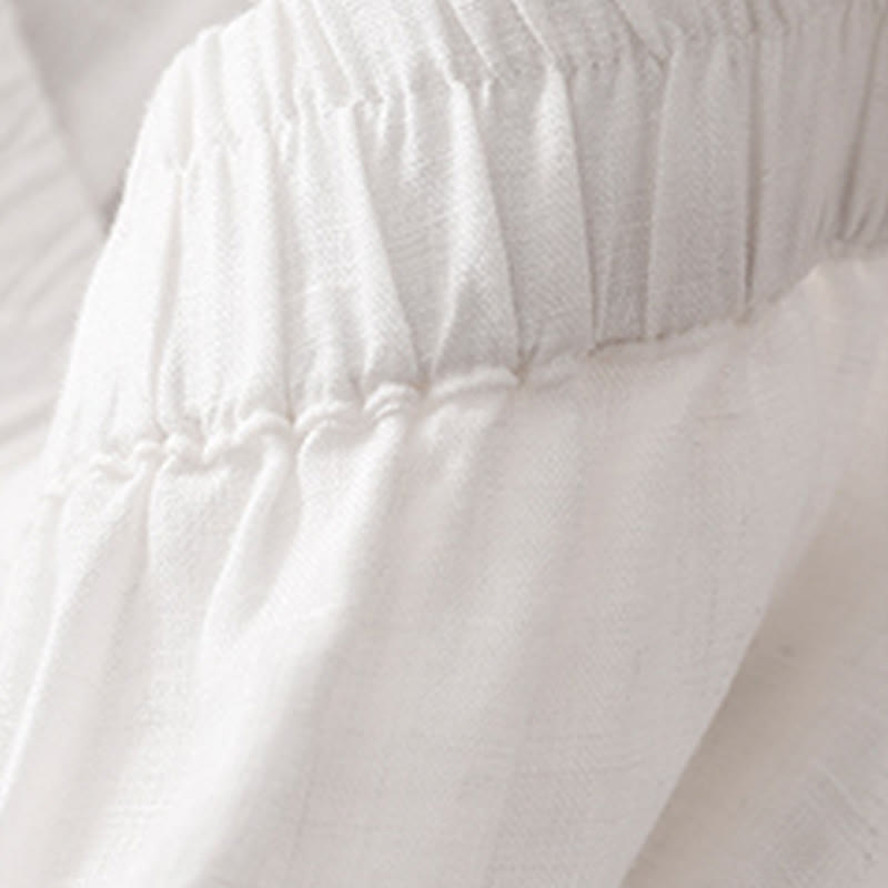 Buddha Stones Casual Plain Cropped Pants Women's Linen Harem Pants With Pockets - image 6