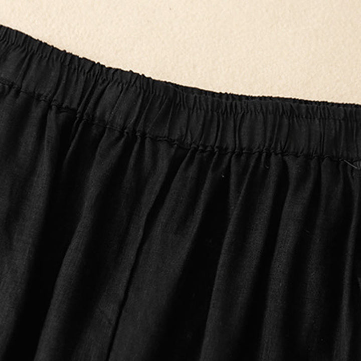 Buddha Stones Casual Plain Cropped Pants Women's Linen Harem Pants With Pockets - image 14