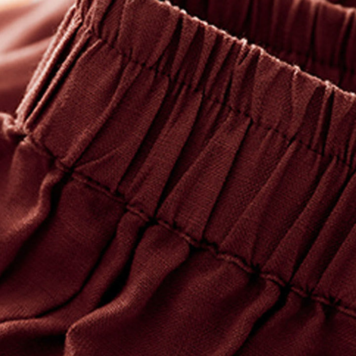 Buddha Stones Casual Plain Cropped Pants Women's Linen Harem Pants With Pockets - image 17