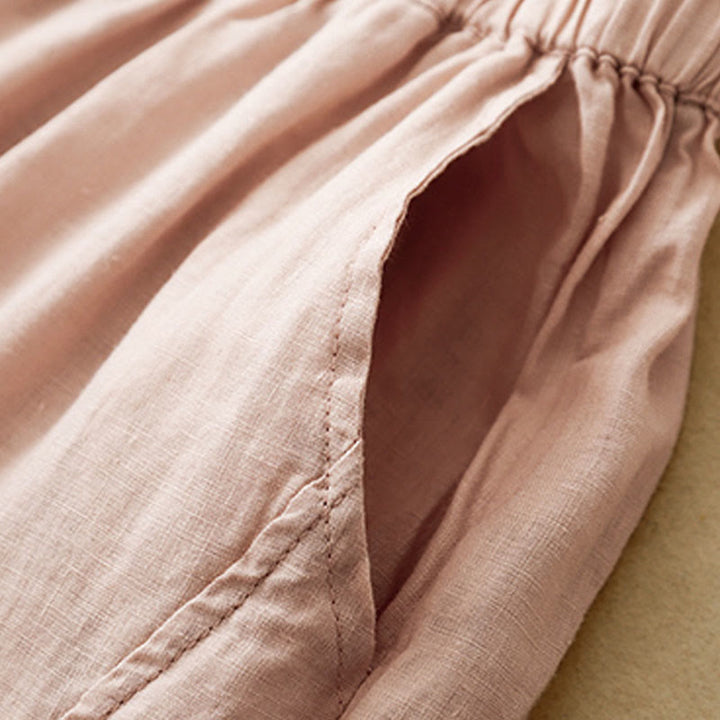 Buddha Stones Casual Plain Cropped Pants Women's Cotton Linen Harem Pants With Pockets - image 22