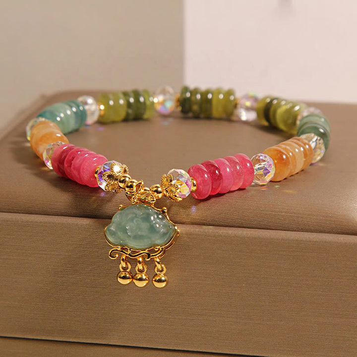Buddha Stones Colorful Abacus Beads Auspicious Cloud Tourmaline Positive Bracelet - image 1