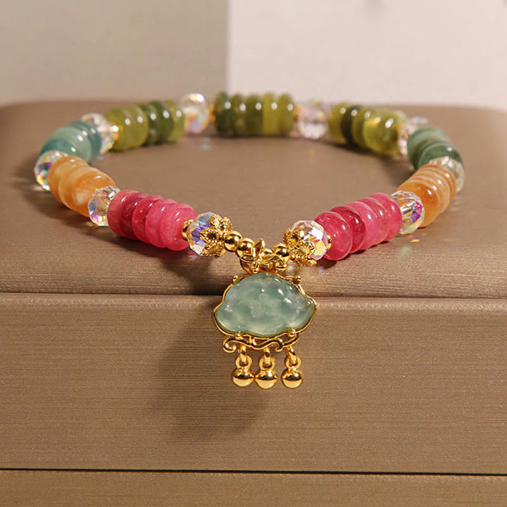 Buddha Stones Colorful Abacus Beads Auspicious Cloud Tourmaline Positive Bracelet - Tourmaline(Wrist Circumference: 16-18cm) - image 0