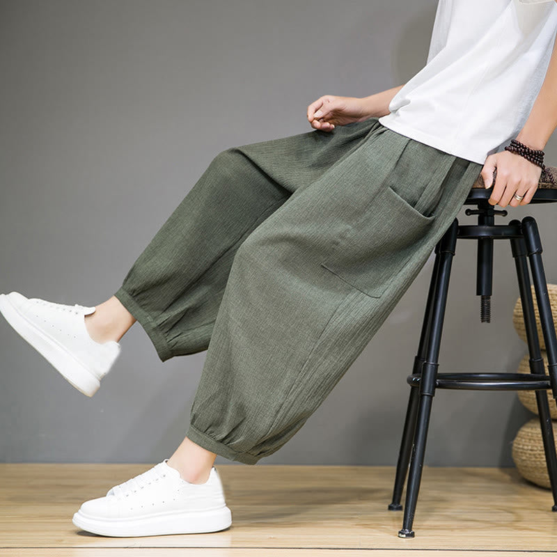 Buddha Stones Casual 7-8 Length Cropped Men's Harem Pants With Side Pockets - image 8