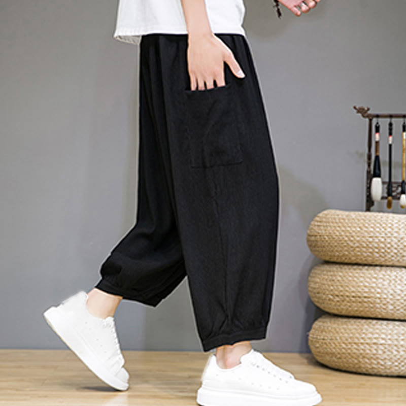 Buddha Stones Casual 7-8 Length Cropped Men's Harem Pants With Side Pockets - image 14