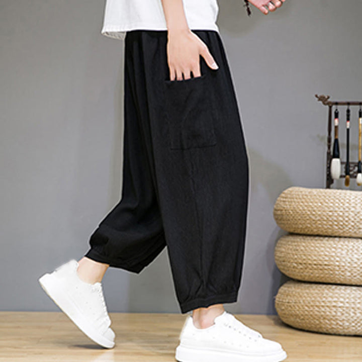 Buddha Stones Casual 7-8 Length Cropped Men's Harem Pants With Side Pockets - image 14