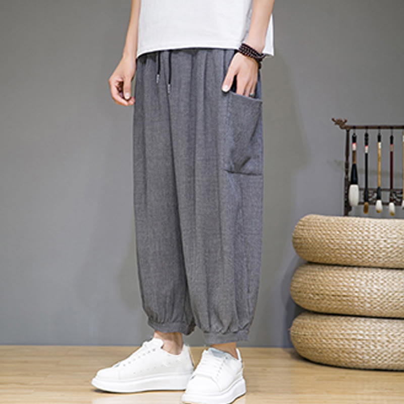 Buddha Stones Casual 7-8 Length Cropped Men's Harem Pants With Side Pockets - image 24