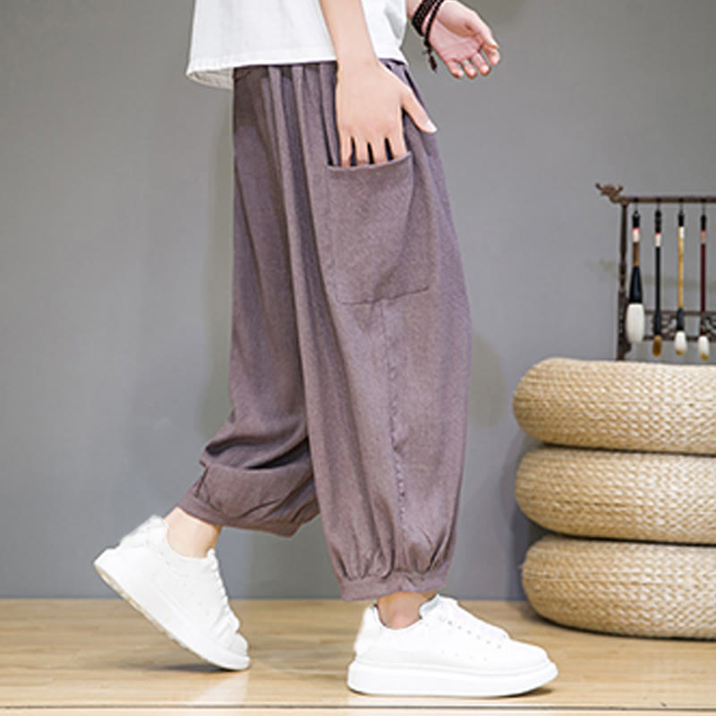 Buddha Stones Casual 7-8 Length Cropped Men's Harem Pants With Side Pockets - image 28