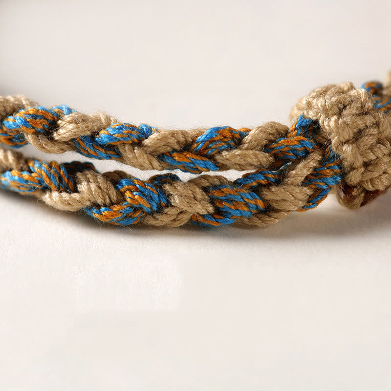 Buddha Stones Handmade Tibetan Dzi Bead Wealth Protection Braided String Bracelet - image 10