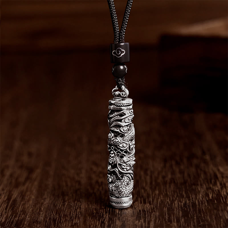 Buddha Stones Copper Fu Character Dragon Pattern Balance Pendant Necklace - Dragon - image 0