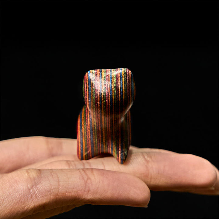 Buddha Stones Mini Rainbow Eucalyptus Walking Cat Carved Reduce Stress Decoration - image 4