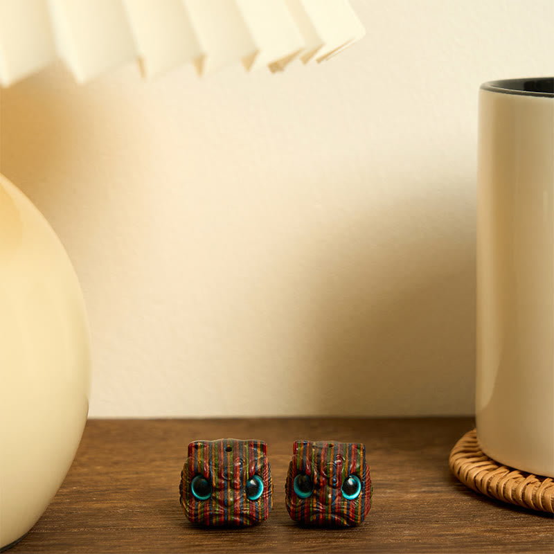 Buddha Stones 2Pcs Mini Rainbow Eucalyptus Dancing Lion Carved Balance Decoration - image 5