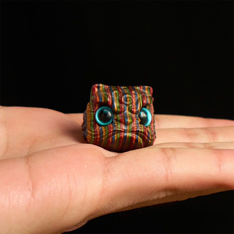 Buddha Stones 2Pcs Mini Rainbow Eucalyptus Dancing Lion Carved Balance Decoration - image 3