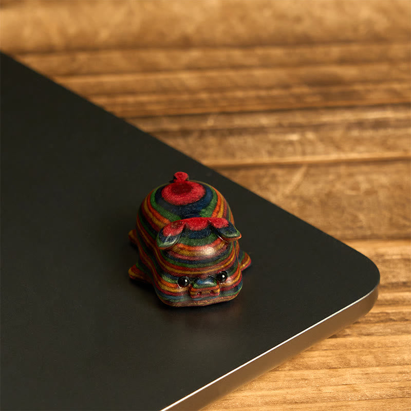 Buddha Stones 2Pcs Mini Rainbow Eucalyptus Pig Carved Positive Decoration - image 4