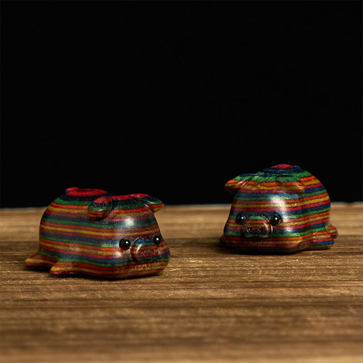 Buddha Stones 2Pcs Mini Rainbow Eucalyptus Pig Carved Positive Decoration - image 1