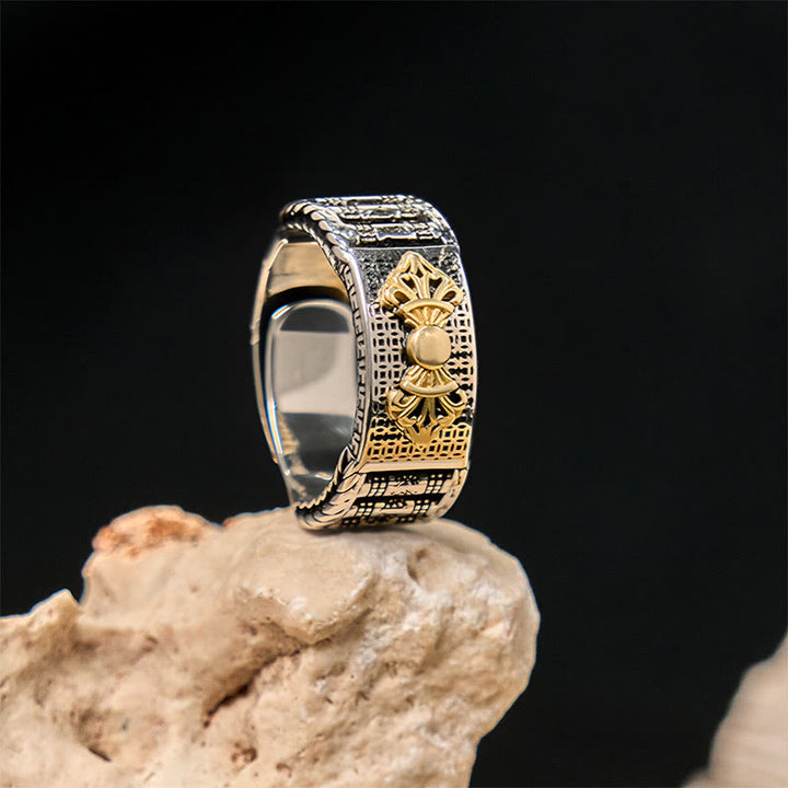Buddha Stones Vintage Prayer Wheel Om Mani Padme Hum Copper Adjustable Wealth Ring - image 1