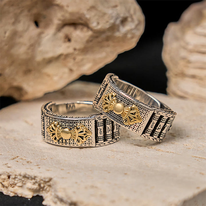 Buddha Stones Vintage Prayer Wheel Om Mani Padme Hum Copper Adjustable Wealth Ring - image 5