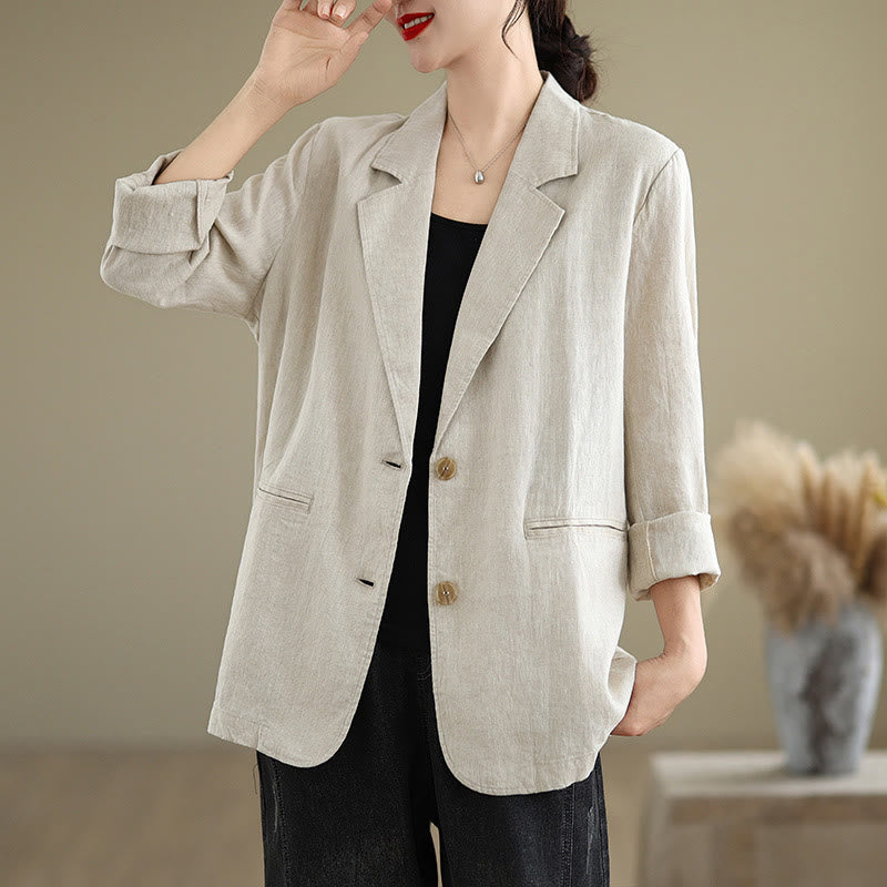 Buddha Stones Spring Solid Color Long Sleeve Women's Jacket With Pockets - image 2