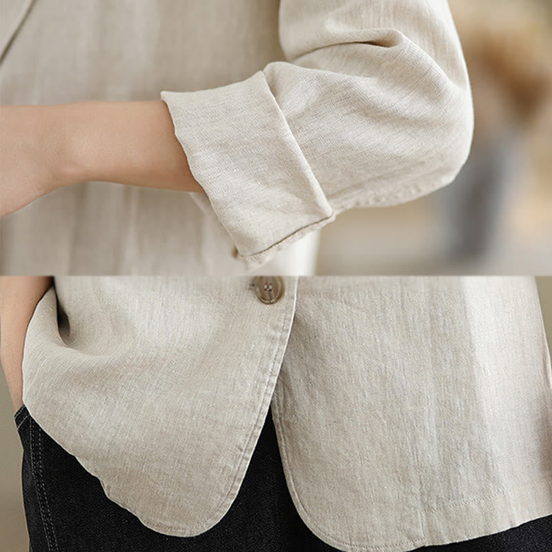 Buddha Stones Spring Solid Color Long Sleeve Women's Jacket With Pockets - image 5