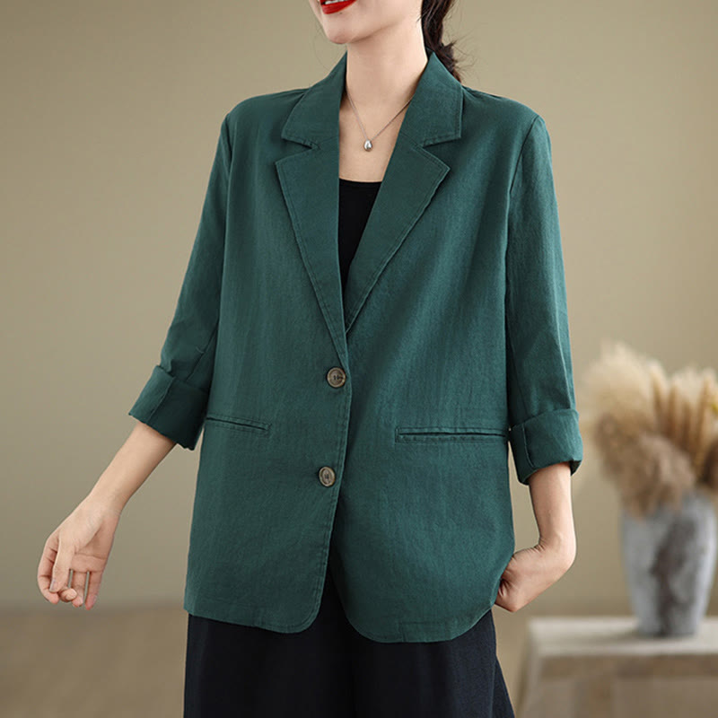 Buddha Stones Spring Solid Color Long Sleeve Women's Jacket With Pockets - image 29