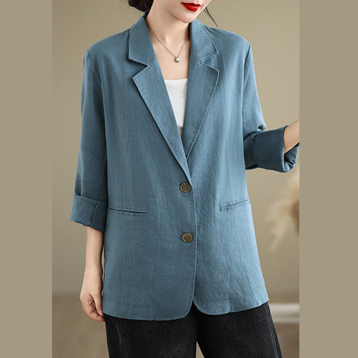 Buddha Stones Spring Solid Color Long Sleeve Women's Jacket With Pockets - image 10
