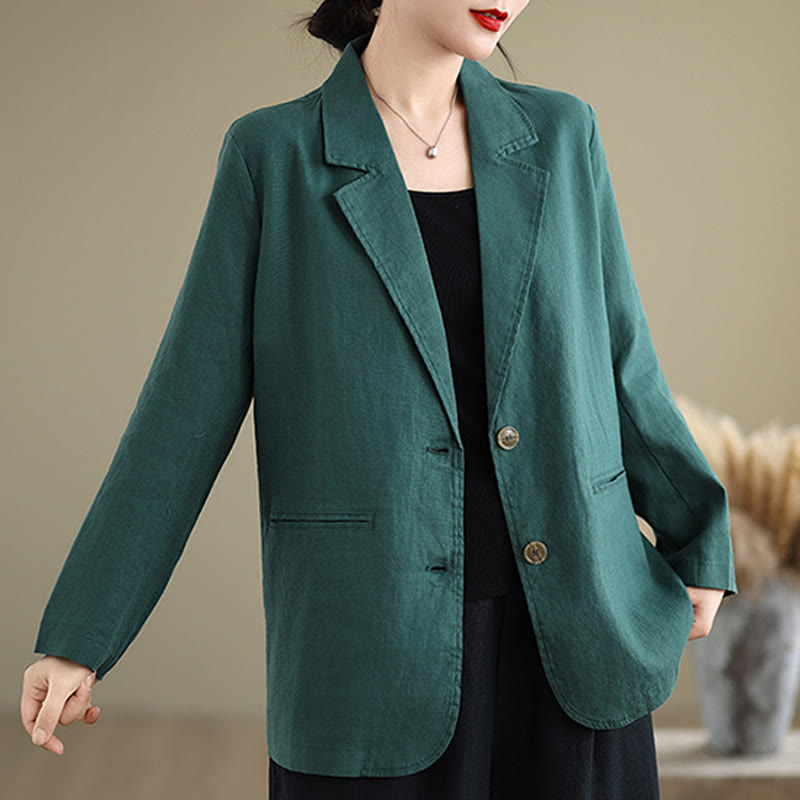Buddha Stones Spring Solid Color Long Sleeve Women's Jacket With Pockets - image 30