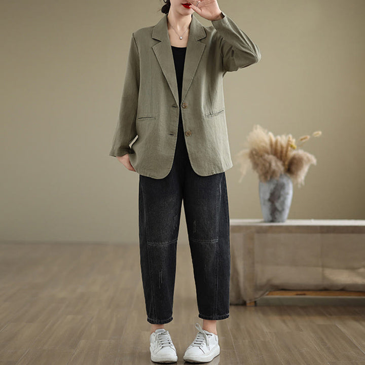 Buddha Stones Spring Solid Color Long Sleeve Women's Jacket With Pockets - image 26