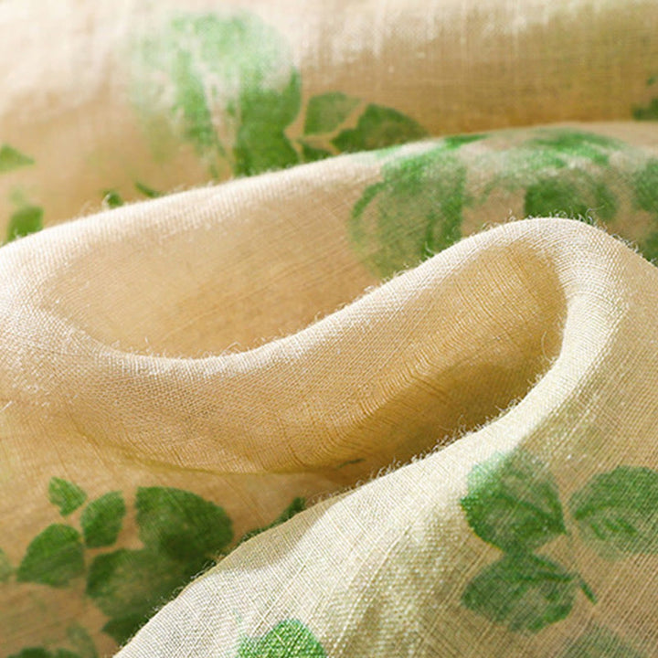 Buddha Stones Printing Buttons Drawstring High Waist Short Sleeve Cotton Midi Dress With Pockets - image 17