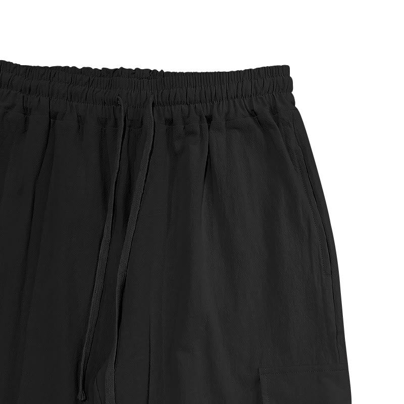 Buddha Stones Solid Color Linen Drawstring Men's Cargo Pants With Pockets - image 6