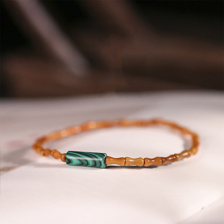 Buddha Stones Ultra-fine Olive Pit Peace Bracelet - Olive Pit & Malachite(Wrist Circumference:14-16cm) - image 8
