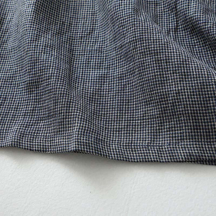 Buddha Stones Commute MidnightBlue Lace-Up Half Sleeve Design Cotton Linen Midi Dress With Pockets - image 11