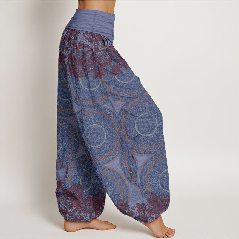 Buddha Stones Pure Cotton Casual Flowers Compass Design Women's Elastic Waist Harem Pants - image 9
