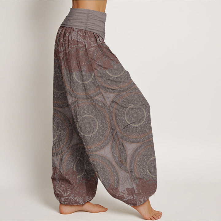 Buddha Stones Pure Cotton Casual Flowers Compass Design Women's Elastic Waist Harem Pants - image 6