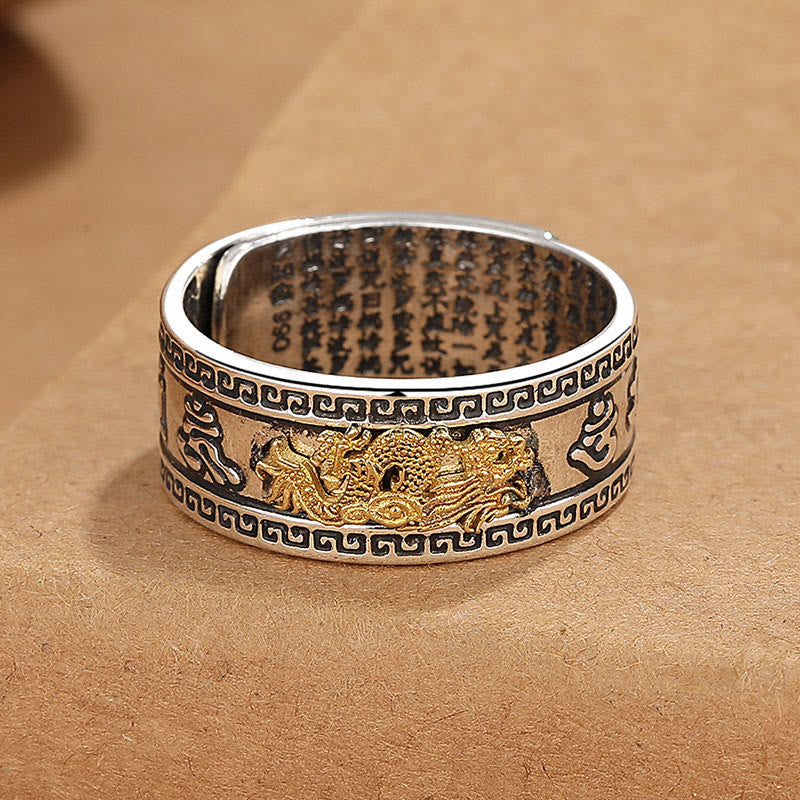 Buddha Stones Dragon Pattern Heart Sutra Copper Strength Ring - image 3