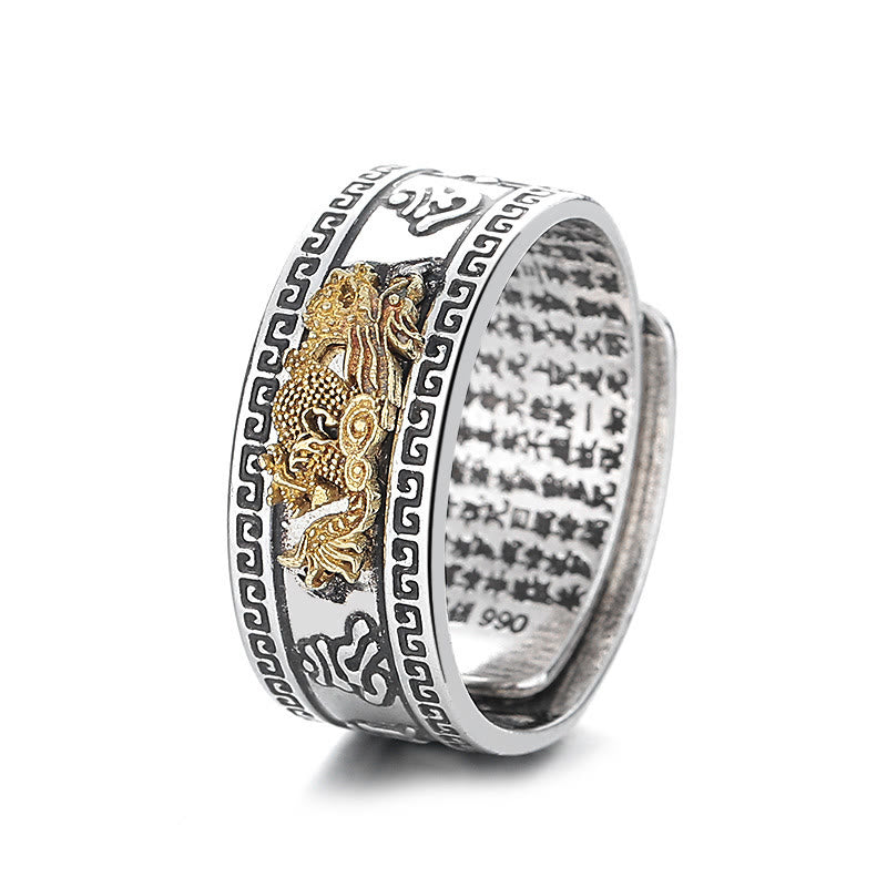 Buddha Stones Dragon Pattern Heart Sutra Copper Strength Ring - image 4