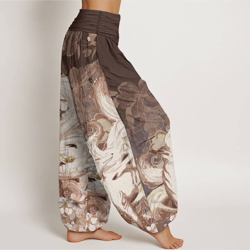 Buddha Stones Pure Cotton Fox Cherry Blossoms Women's Elastic Waist Harem Pants - image 6