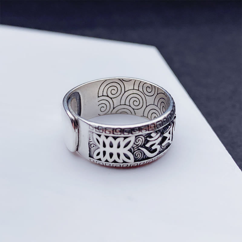 Buddha Stones Om Mani Padme Hum Copper Adjustable Wealth Ring - image 8