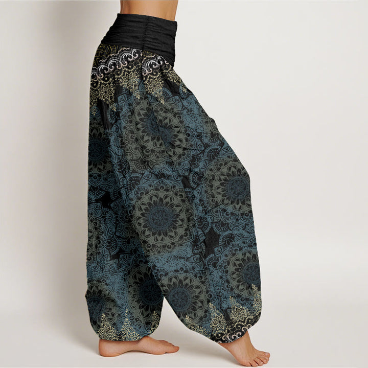 Buddha Stones Pure Cotton Triangular Mandala Patterns Women's Elastic Waist Harem Pants - image 18