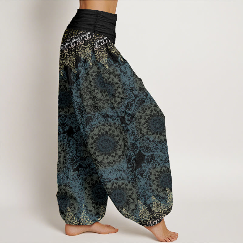 Buddha Stones Pure Cotton Triangular Mandala Patterns Women's Elastic Waist Harem Pants - image 21