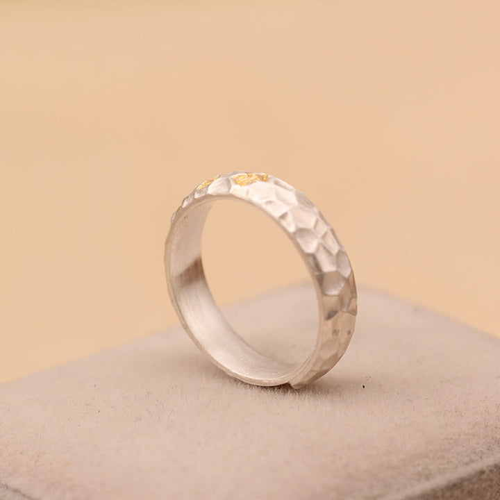 Buddha Stones Hammer Pattern Om Mani Padme Hum Copper Plated Silver Wealth Ring - image 15