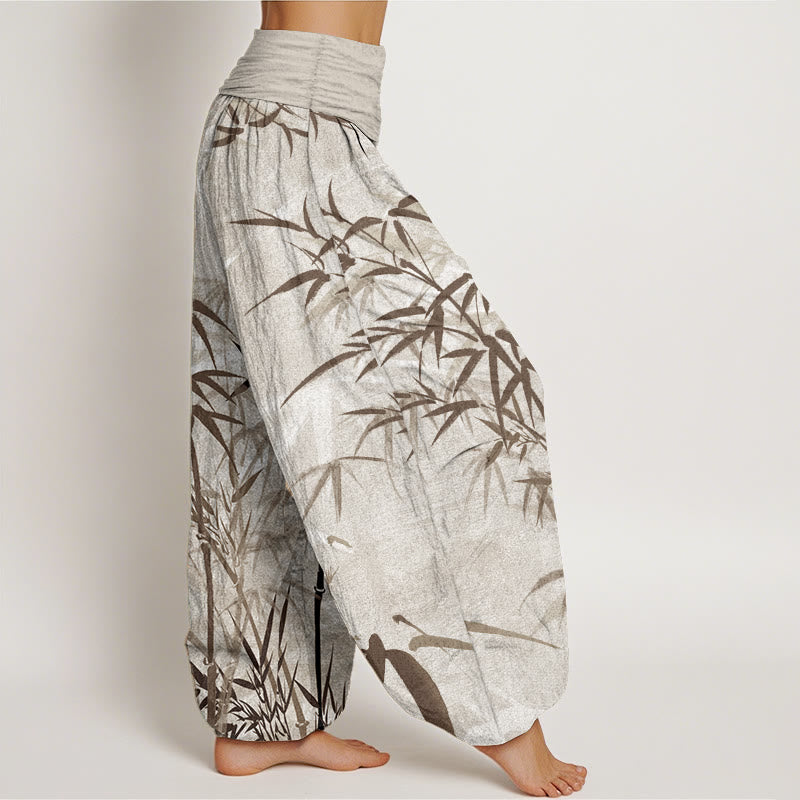 Buddha Stones Pure Cotton Casual Bamboo Leaves Women's Elastic Waist Harem Pants - image 7