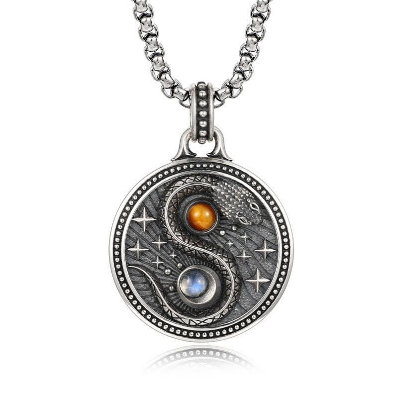 Buddha Stones Snake Yin Yang Symbol Copper Wealth Necklace Pendant - Copper(Wealth ♥ Luck) - image 0