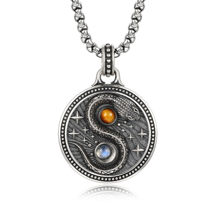 Buddha Stones Snake Yin Yang Symbol Copper Wealth Necklace Pendant - Copper(Wealth ♥ Luck) - image 0