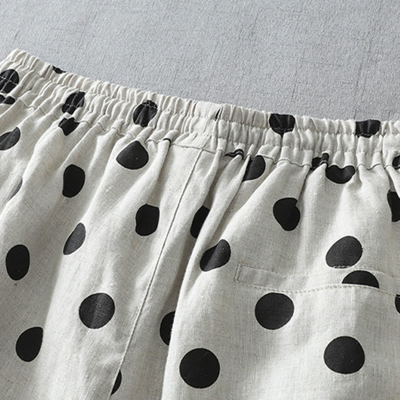 Buddha Stones Polka Dot Floral Pattern Pattern Women's Cotton Linen Harem Pants With Pockets - image 8