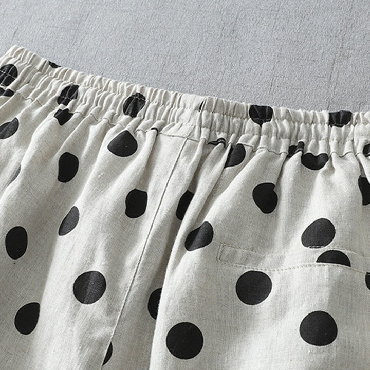 Buddha Stones Polka Dot Floral Pattern Pattern Women's Cotton Linen Harem Pants With Pockets - image 8