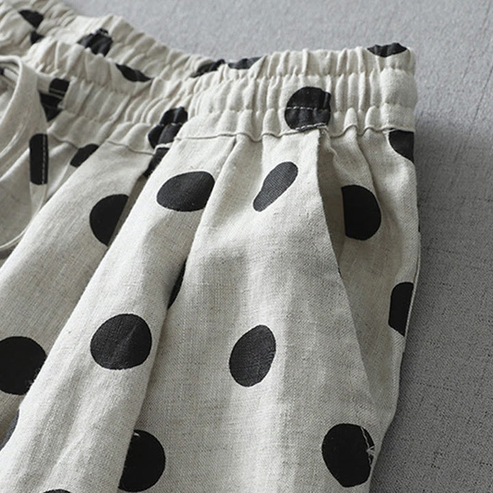 Buddha Stones Polka Dot Floral Pattern Pattern Women's Cotton Linen Harem Pants With Pockets - image 9