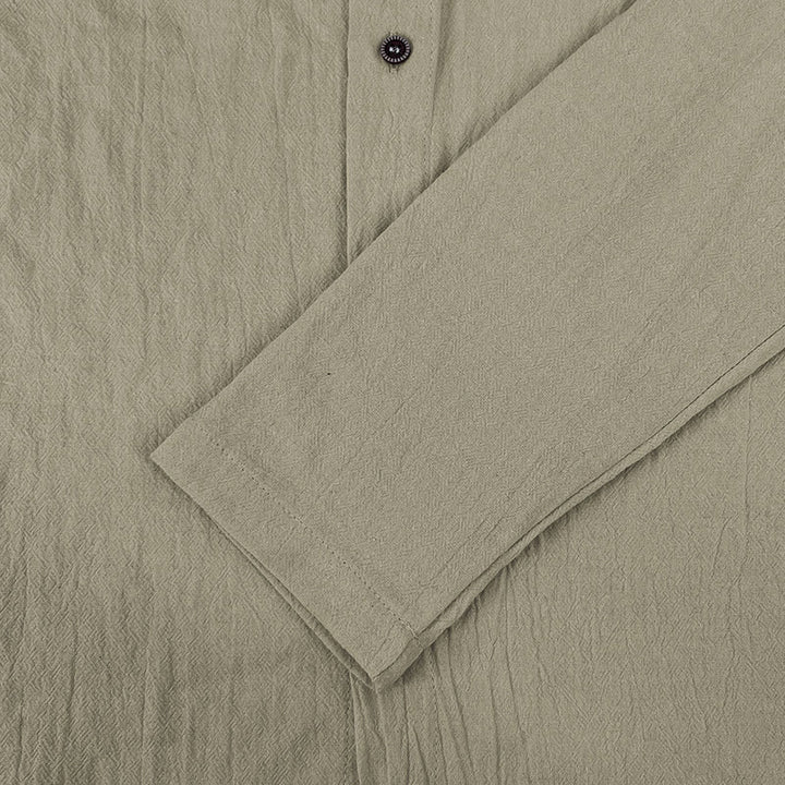 Buddha Stones Solid Color Long Sleeve Hooded Drawstring Buttons Cotton Men's Shirt - image 17