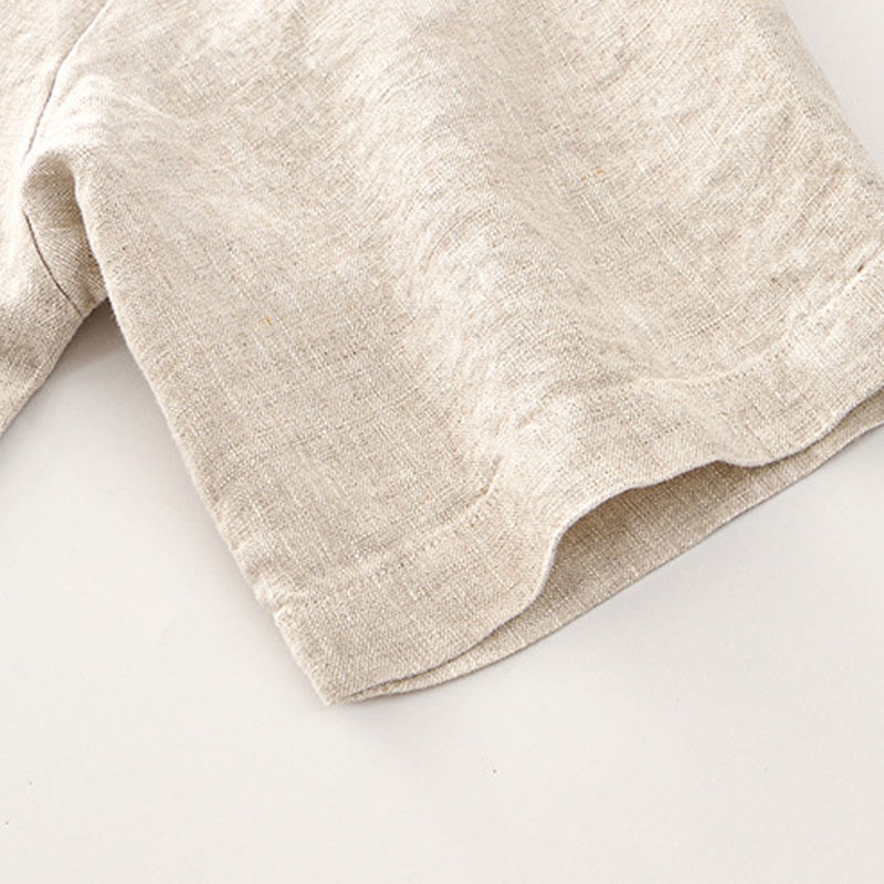 Buddha Stones Solid Summer Short Sleeve Buttons Linen Men's Shirt With Pockets - image 6