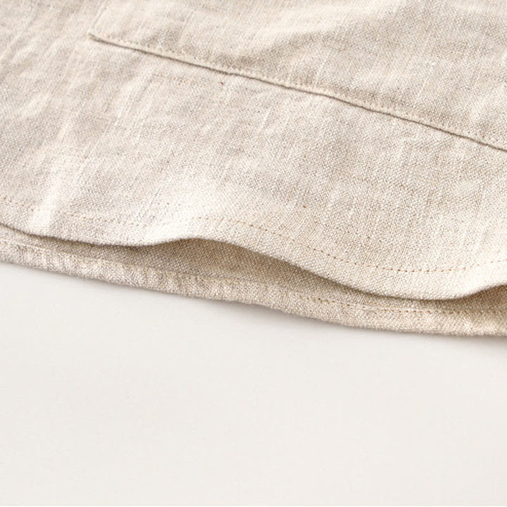 Buddha Stones Solid Summer Short Sleeve Buttons Linen Men's Shirt With Pockets - image 7