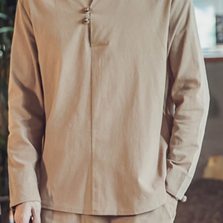 Buddha Stones 2Pcs Shirt Ankle-Length Pants With Pockets Men's Meditation Cloth Set - image 33